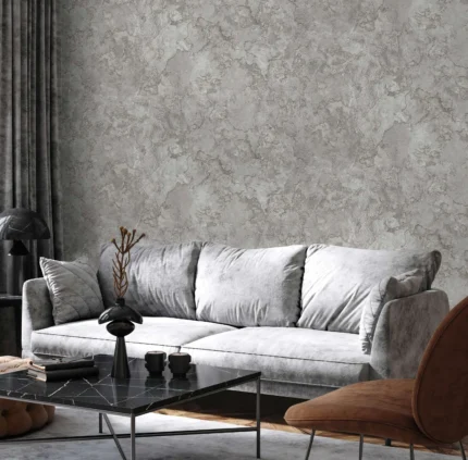 Gray Embossed Wallpaper – Natural Glittering (24109-2)